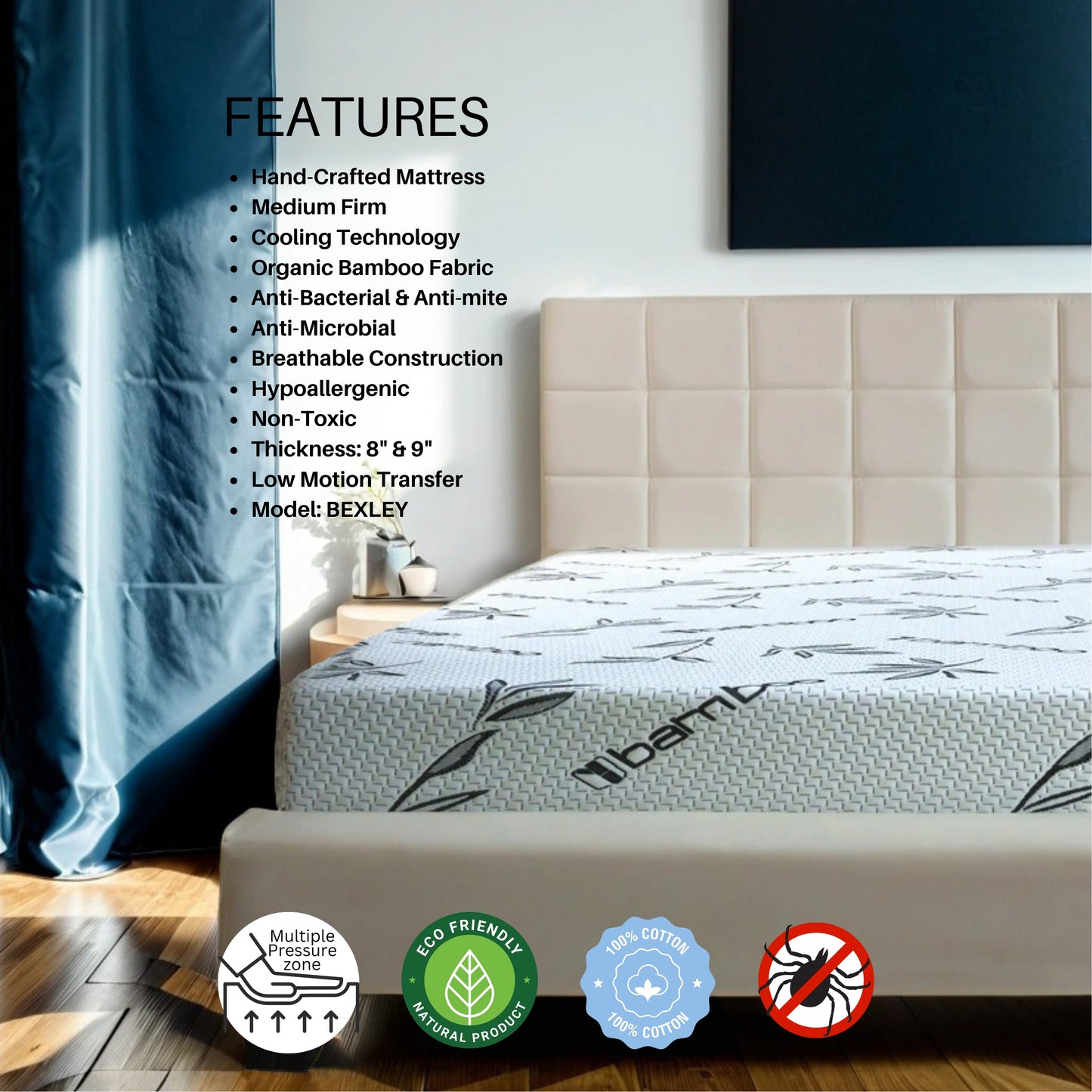 Bamboo BEXLEY 8.5" Handcrafted Mattress
